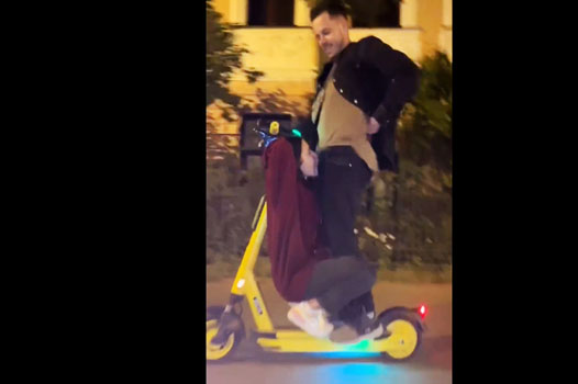 Crazy blowjob in the city while riding a scooter