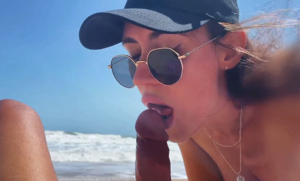 POV blowjob on beach