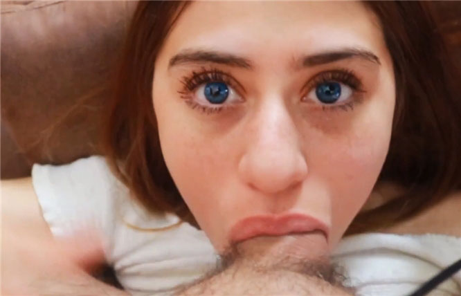 Has a mouth full of cock