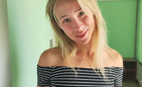 Public pussy fucking and blowjob from new young neighbor