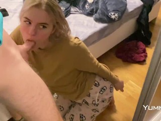 Blowjob and quick fuck before bedtime