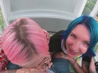 Risky ferris wheel blowjob w slutty teens