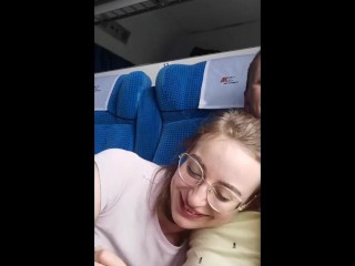 Blowjob while going by train